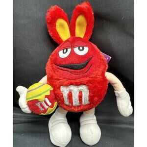 Vintage M&Ms Easter Egg Red M&M Mini 8" Plush Bunny Ears with Tag